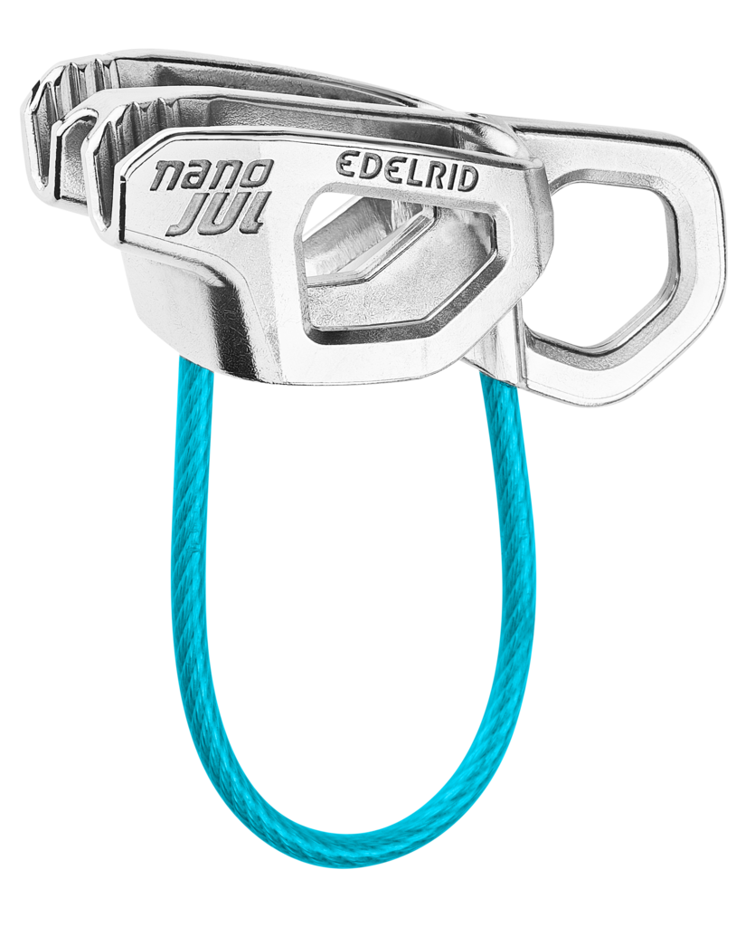 Edelrid Nano Jul – lightweight belay device for thin half & twin ropes