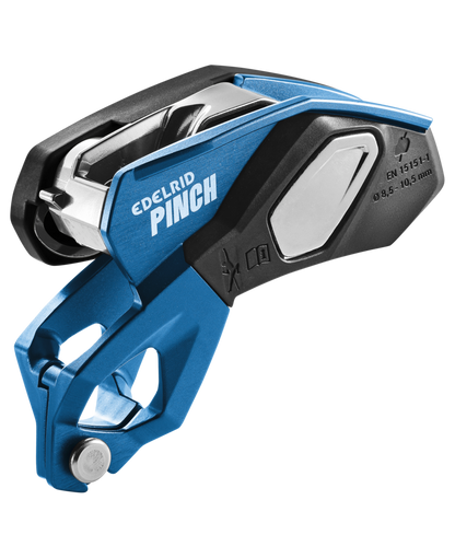 Edelrid Pinch – assicurazione con frenata assistita e attacco diretto all'imbracatura
