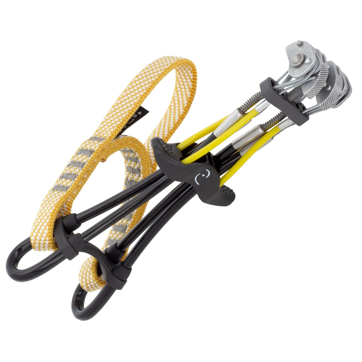 Black and yellow climbing device on a white background