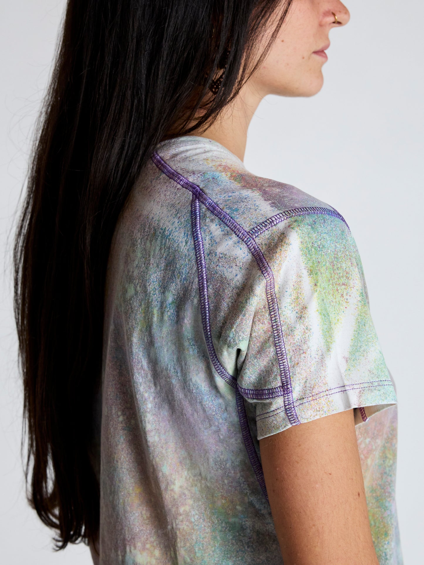 Kotone - Colorfull Crop T-Shirt Made in Italy in Premium Cotton - Violet